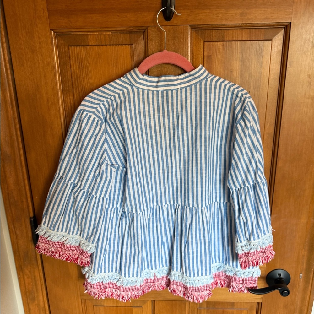 Tuckernuck Savannah Stripe Quarter Length Crawford Blouse size L - Picture 2 of 3